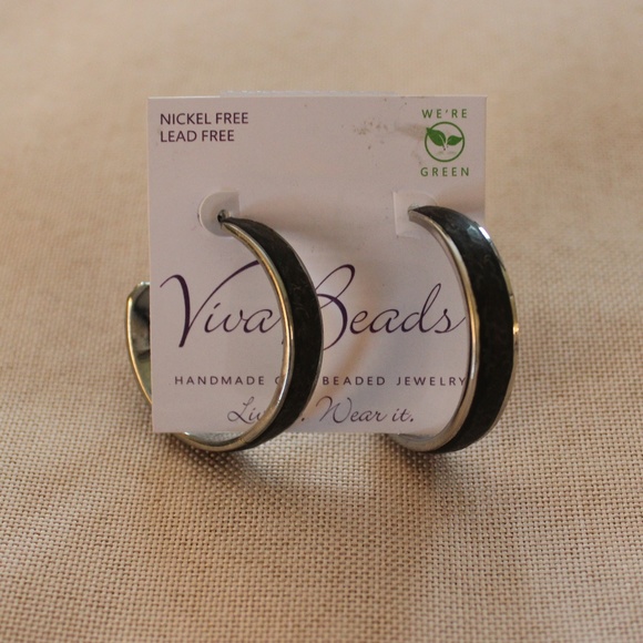 Gray and Silver Hoop Earrings by Viva Beads - Picture 1 of 4